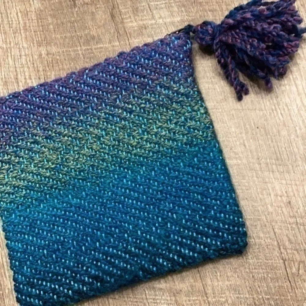 Handcrafted Loom woven Purple and blue yarn makeup bag/Toiletry bag